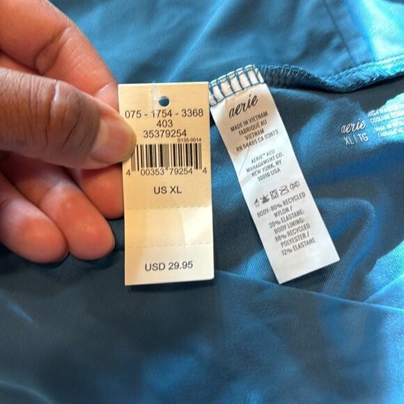 Aerie High Waisted Bikini Bottom Crossover Cheeky Cut Blue Size XL - Picture 5 of 6